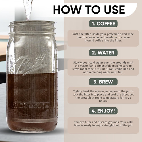 Cold Brew Coffee Maker Altura For Wide Mouth Mason Jar