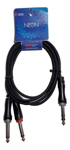 Cable De 1 Plug Stereo A 2 Plug Mono 3 Mtrs Kwc 9007 Neon