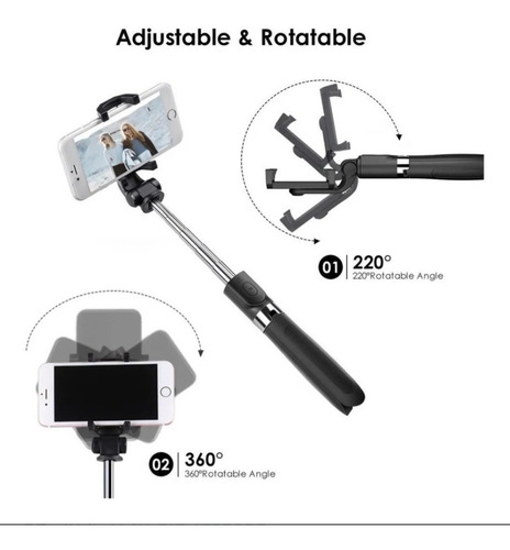 Selfie Stick, Tripié Y Control Bluetooth 3 En 1 Para Celular