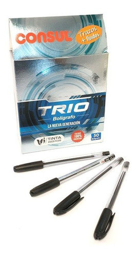 Bolígrafos Negro Trio Ergonómicos Triangulares X50 U. 1001