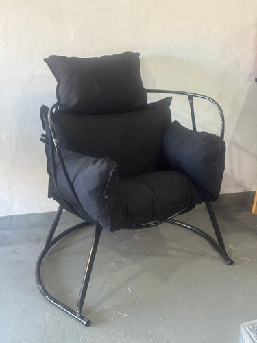 Combo 1 Sillon Cala Exteriores 1 Almohadon Con Brazo Negro Almohadón Negro