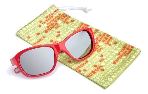 Oculos Solar Nano Vista Baikal Ns65620 Vermelho 8 A 12 Anos Lente Prata