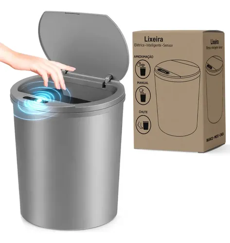 Lixeira Inteligente para Ambientes Modernosautomática Cinza Universal com Sensor Recarregável Anti Odor 16l Recarregável USB Alta Tecnologia — R$ 78,99 em Mercado Livre, 50% OFF