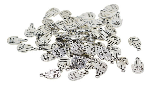 50pcs Forma De Plata Antigua Etiqueta Mano Colgante Para