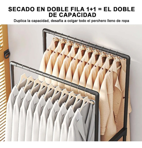 Perchero Doble Abs + Metal Zapatero Con Ruedas 58x30x148 Cm