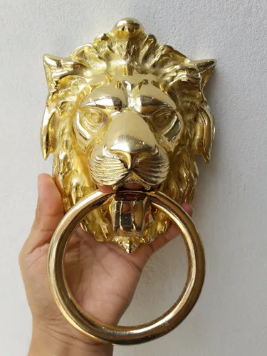 comprar Aldaba León Color Dorado Ideal Para Puertas Portones Muebles