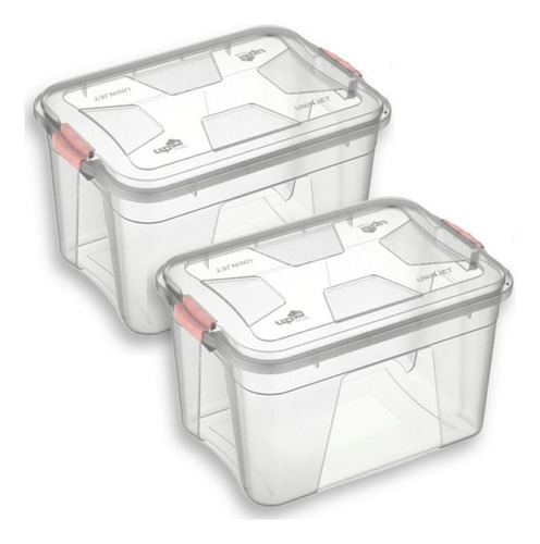 Kit 2 Caixa Com Tampa Organizadora Multiuso Transparente 30l