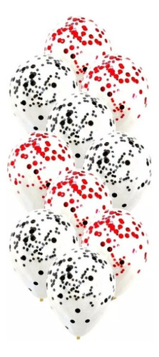 Globo Bombas Cristal Con Confeti X 10u Rojo Y Negros