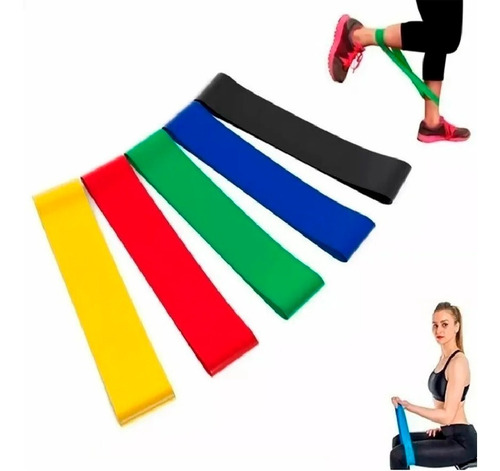 Kit X5 Bandas Elásticas Para Yoga Y Fisioterapia + Bolso