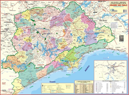 Mapa Gigante Da Grande São Paulo E Litoral - Tam 0,90 X 1,20
