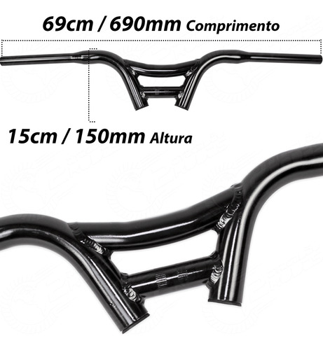 Manillar de bicicleta elevado Monaco Dh, 150 mm, aluminio, 690 x 25,4 mm