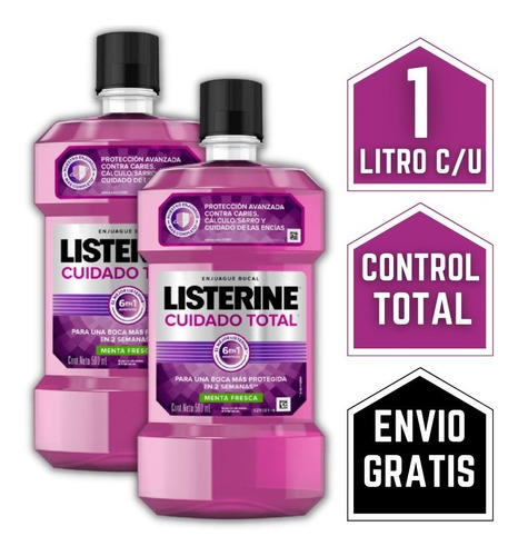 Enjuague Bucal Listerine Control Total Pack X2 1 Litro C/uno