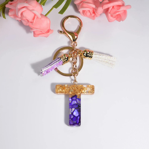 Llavero Con Colgante Meilibaby, Cristal De Resina, Letra V