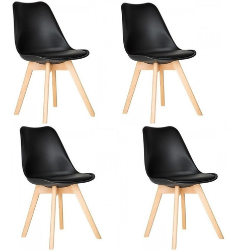 Imagen 2 de 9 de Silla Tulip Eames Comedor Moderna Blanca Negra X4 Unidades