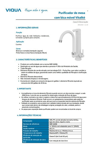 Imagen 3 de 4 de Repuesto Cartucho Filtro Purificador De Agua Viqua