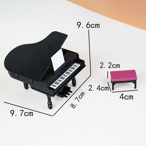 2 X 1/12 Casa De Muñecas Mini Piano De Cola Casa De