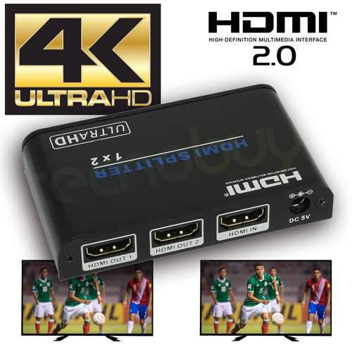 Divisor 4k Reales Uhd 2 Salidas Hdmi 2.0 Edid Pantallas