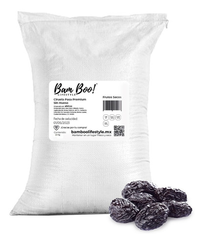 Imagen 1 de 5 de Ciruela Pasa Premium Sin Hueso 11.34 Kg. Bam Boo! Lifestyle