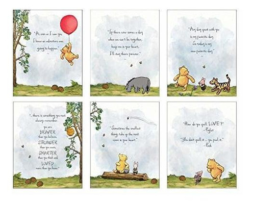 Winnie The Pooh Reproducciones - Set De 6 (8 Pulgadas X 10 P