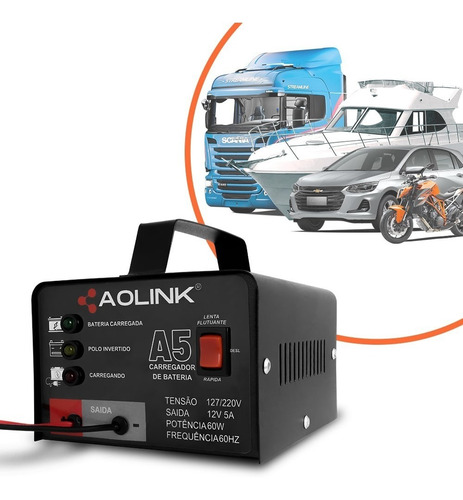 Imagem 2 de 6 de Carregador De Bateria De Carro Automotiva Moto Portátil 12v