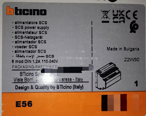 Fuente Sistema Scs 1200ma Ref E56 Legrand