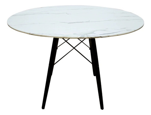 Mesa Eames Marble Pata Negra Simil Marmol