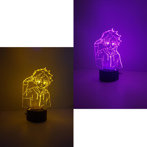Luminaria Led, Killua, Anime, Hunter X Hunter, 1 Cor Pilha Cúpula 16 Cores Estrutura Preto 127/220v