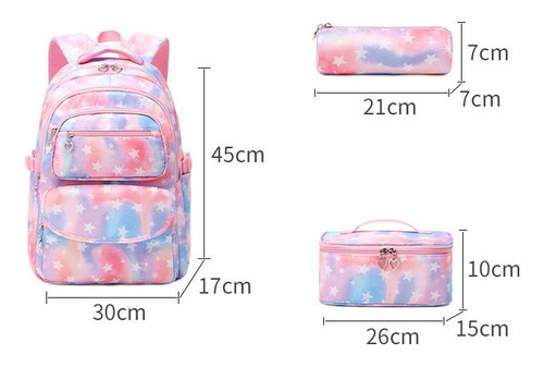 Set de 3 piezas de mochila para estudiantes adolescentes, color rosa