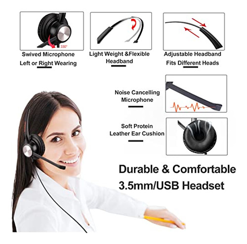 Auriculares Usb Con Micrófono Para Pc, Ligeros Y Con