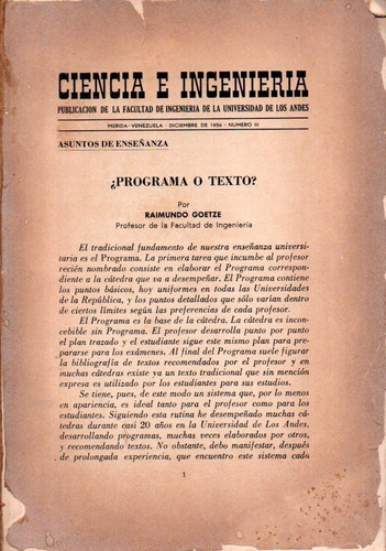 Revista Ciencia E Ingenieria N°3  Ula Merida Diciembre 1956