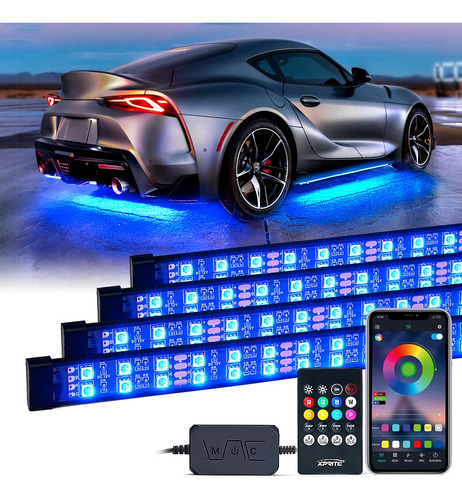 Xprite Double Row Rgb Led Car Underglow Bluetooth Lights Str