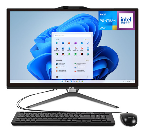 Computadora All In One Msi Pro Ap222t 13m-068us Pentium Gold G7400 12gb 128gb Ssd 21.5 Ips Fhd Touch Screen W11h Usb-c Teclado Mouse Altavoz + Cable Usb-c