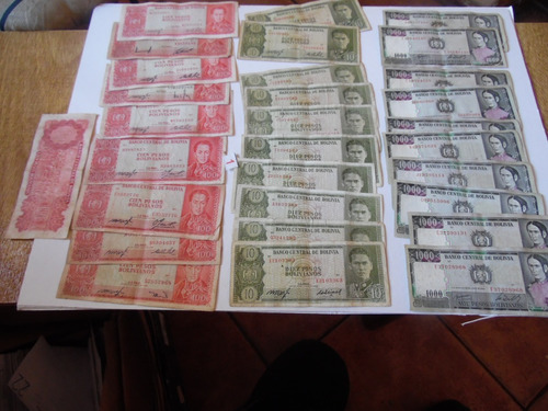 30 Billetes  Bolivianos  Usados  Variados     