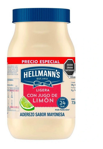 Mayonesa Hellman's Reducida En Grasa 1 Litro C/jugo De Limon