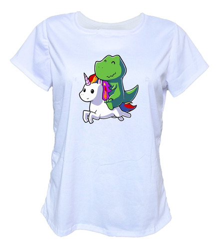 Blusa Playera Dinosaurio Unicornio Kawai Mujer Moda Camiseta