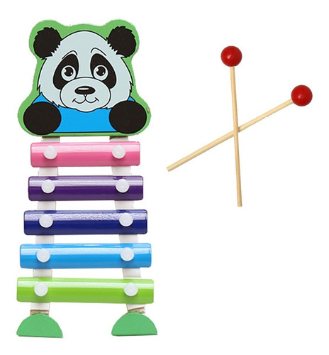Xilofono Marimba Infantil Madera Didactico 5 Notas Animales Color Panda