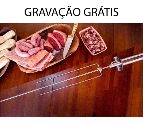 Espeto Giratório com pilha para churrasco