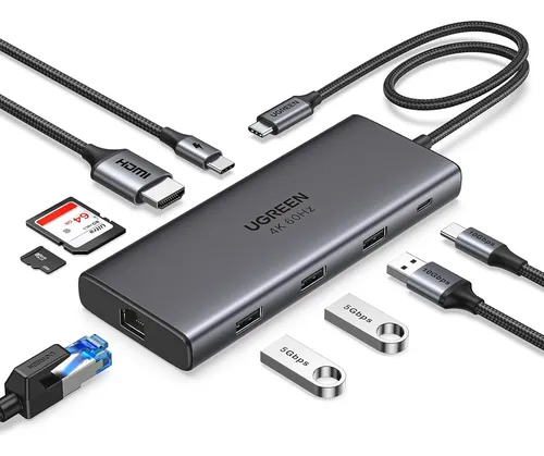 Hub Usb-c - 9 En 1 - 3 Usb 1 Usb-c Pd- Hdmi 4k60hz Red Sd 