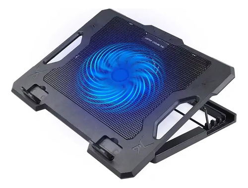 Base Suporte Ventilador Para Resfriar Notebook Com 2 Usb Cor Preto Led Azul