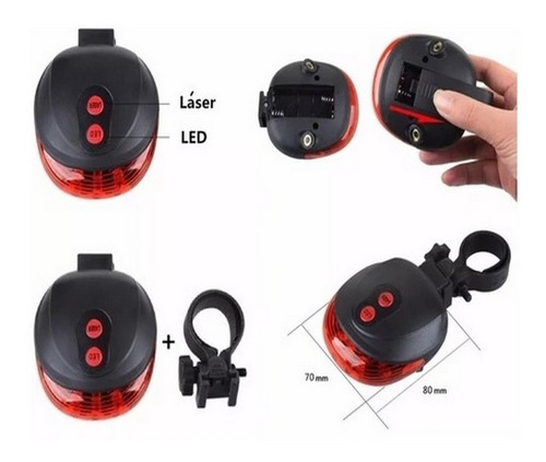 20 Luces Traseras Para Bicicleta 5 Leds Y Láser Seguridad