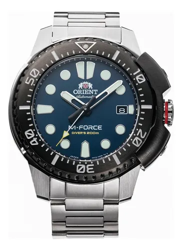 comprar Reloj Orient M-force Automatic Diver 200m Ra-ac0l07l00b Color de la malla Plateado Color del bisel Negro Color del fondo Azul