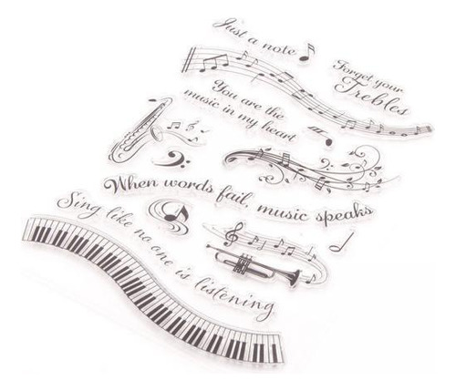 6 Sellos De Letras Con Musicales, Sellos Transparentes