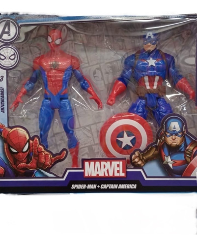 Muñeco Cap.america Spiderman X2 Articulado 23cm Marvel 54492