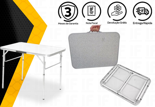 Mesa Dobrável Alumínio 90x60 Cm Vira Maleta 695838 Palisad