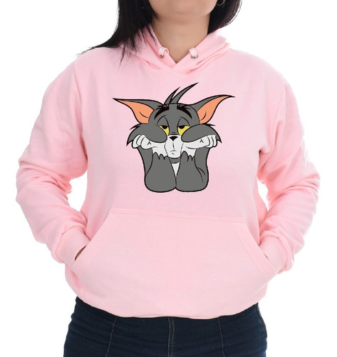 Blusa Moletom Feminina Canguru Tom Gato Jerry Rato Desenho