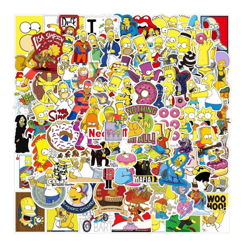 Simpsons 100 Calcomanias Stickers Contra Agua Tv Serie 