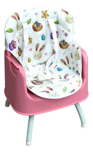 Silla Alta Con Periquera Para Bebe Con Bandeja Y Convertible Color Rosa Animales