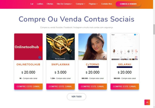 Sistema Para Vendas De Dominios, E Contas Sociais E Leilôes
