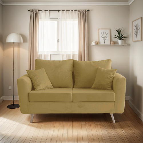 Sillon Sofa 2 Cuerpos Serbia Tela Pana Beige Liso