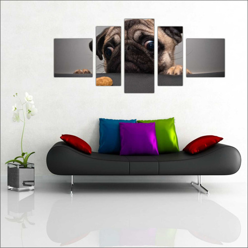 Quadro Decorativo Cão Pug Pet Shop Animais Mosaico Salas